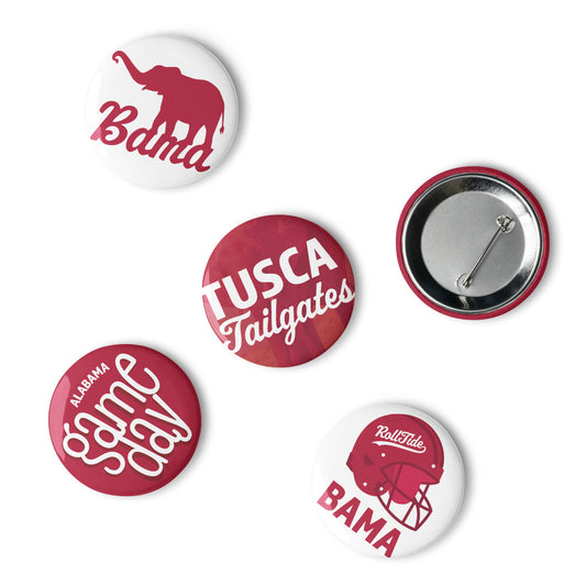 Set of 5 Alabama Game Day pin buttons