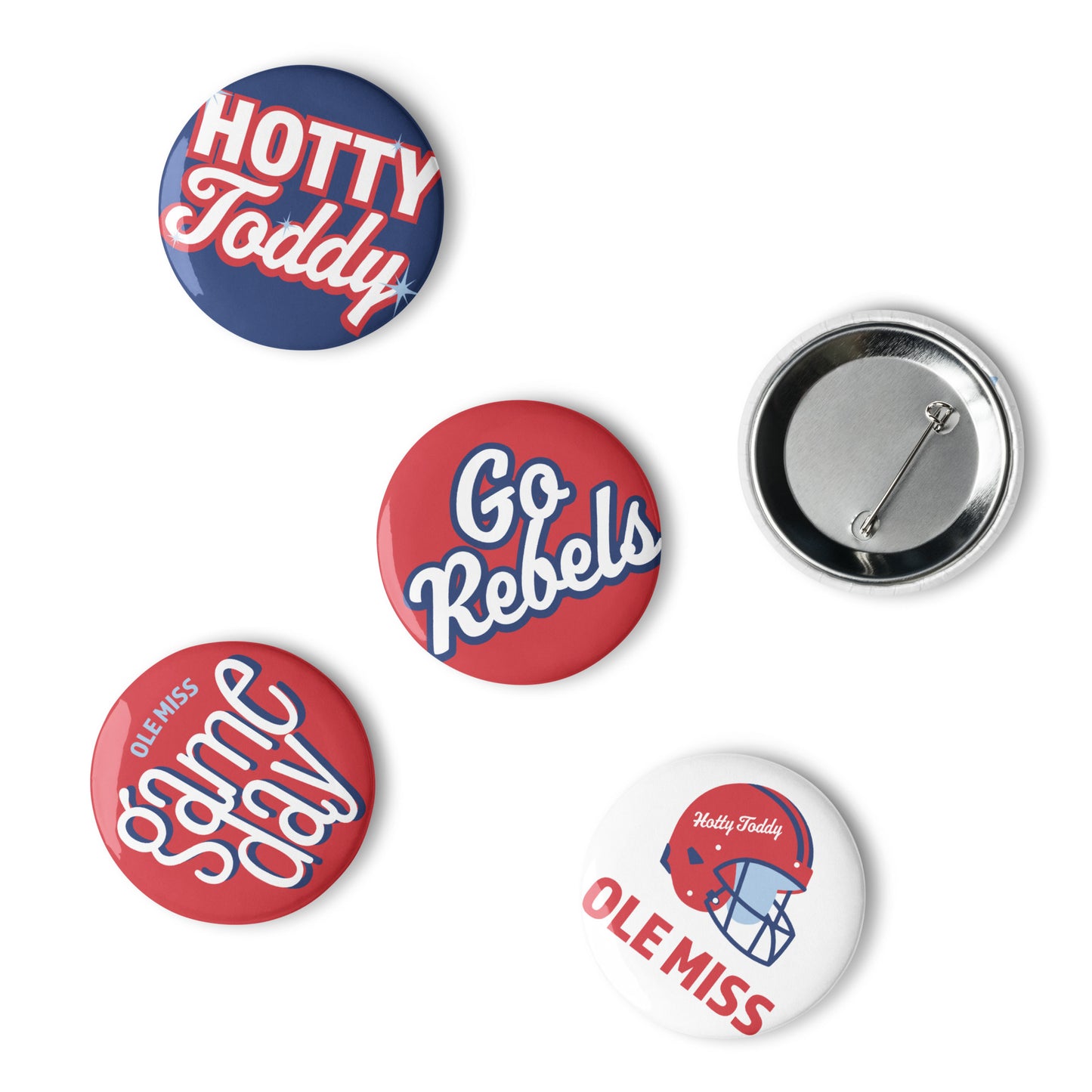 Set of Ole Miss Game Day pin buttons