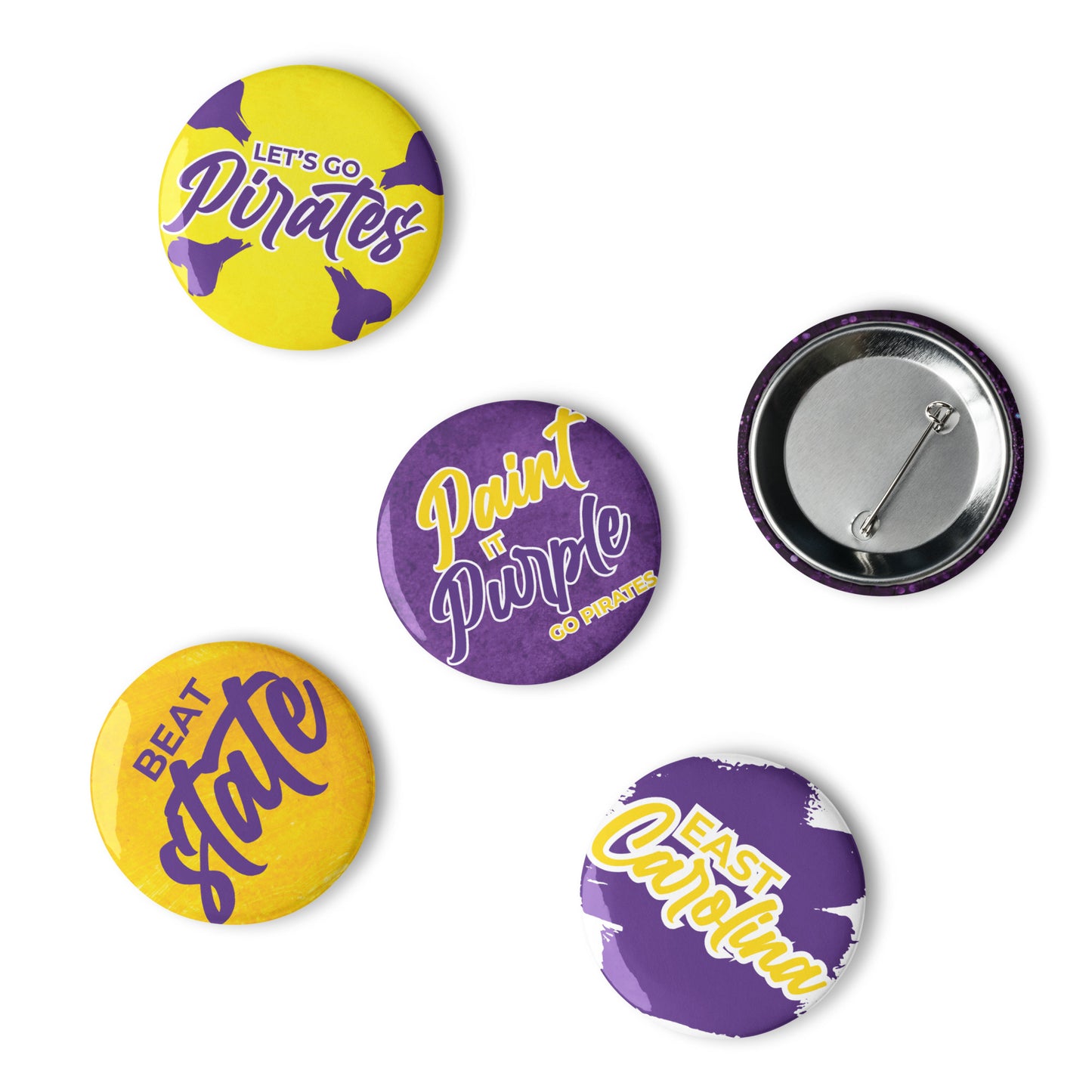 Set of East Carolina game day pin buttons