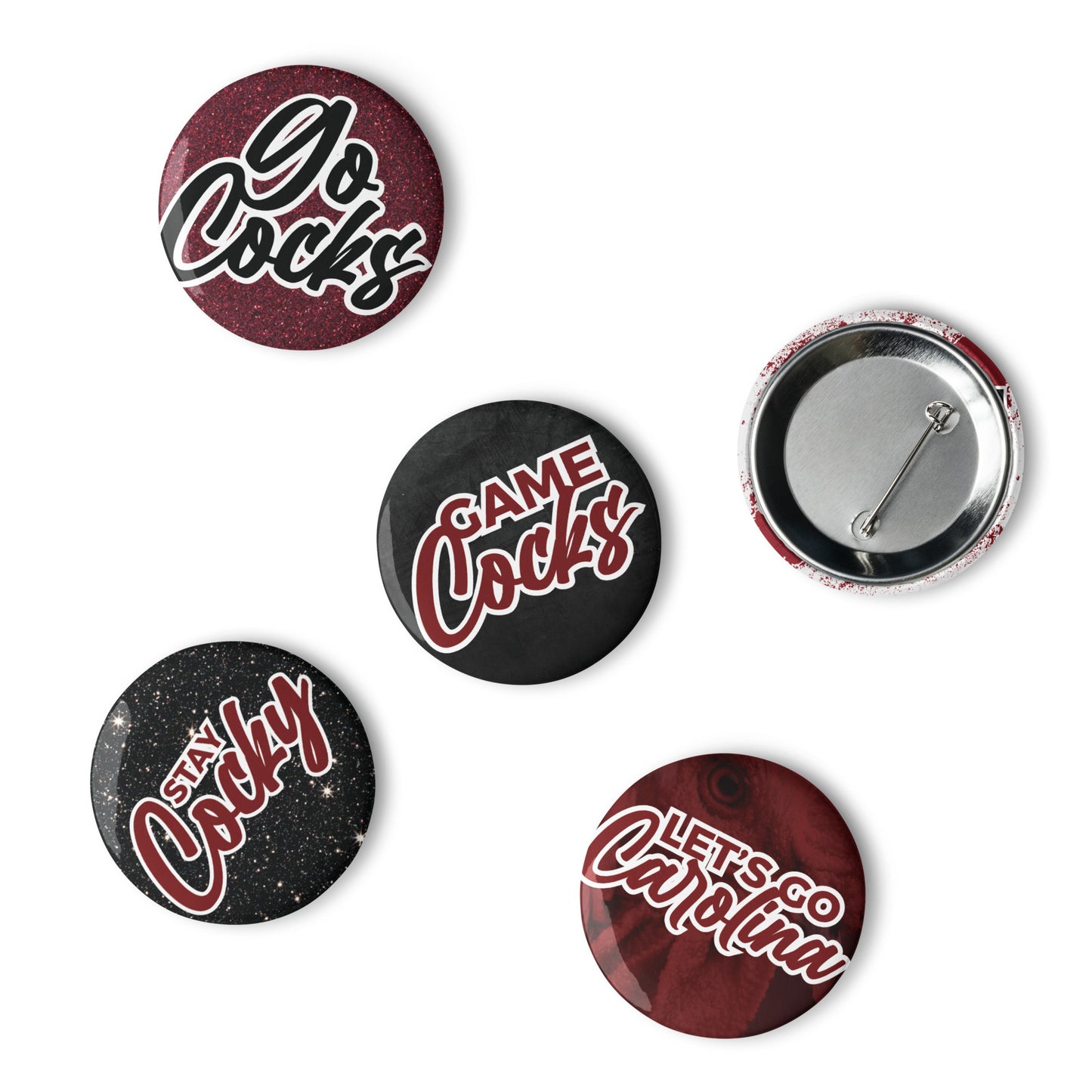 Set of South Carolina game day pin buttons