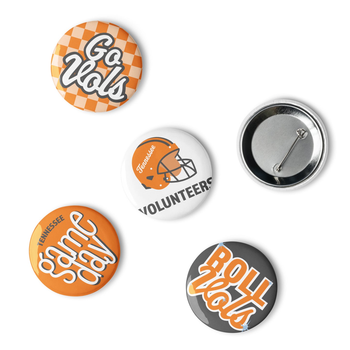 Set of UTK Volunteers Game Day pin buttons
