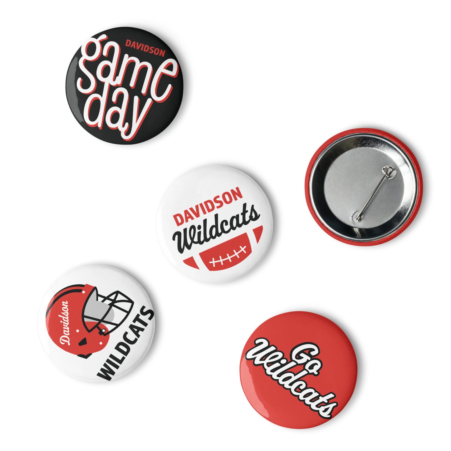 Set of 5 Davidson Game Day pin buttons