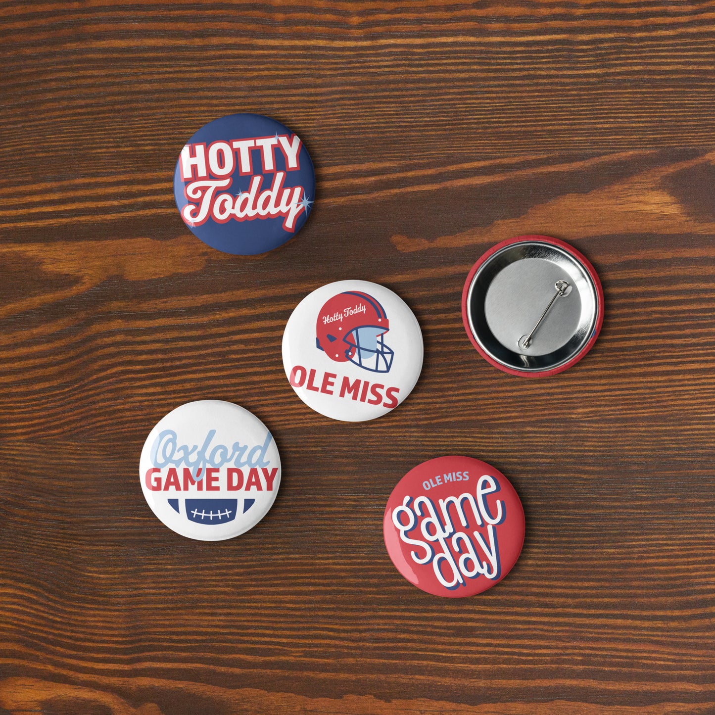 Set of Ole Miss Game Day pin buttons