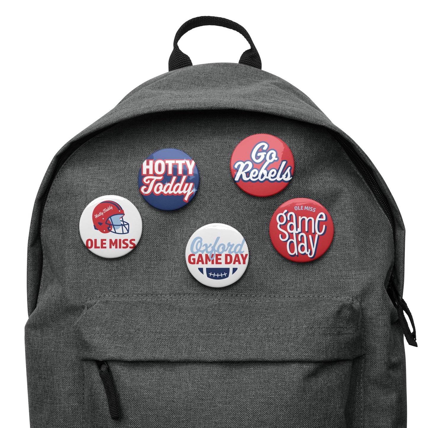 Set of Ole Miss Game Day pin buttons