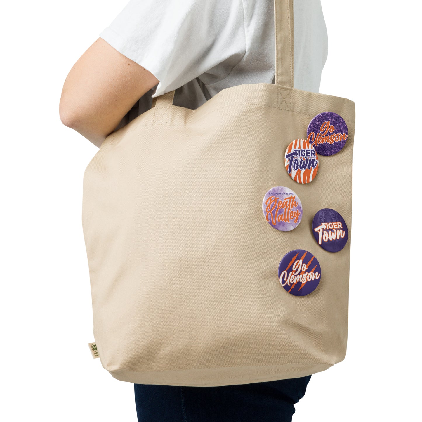 Set of Clemson game day pin buttons