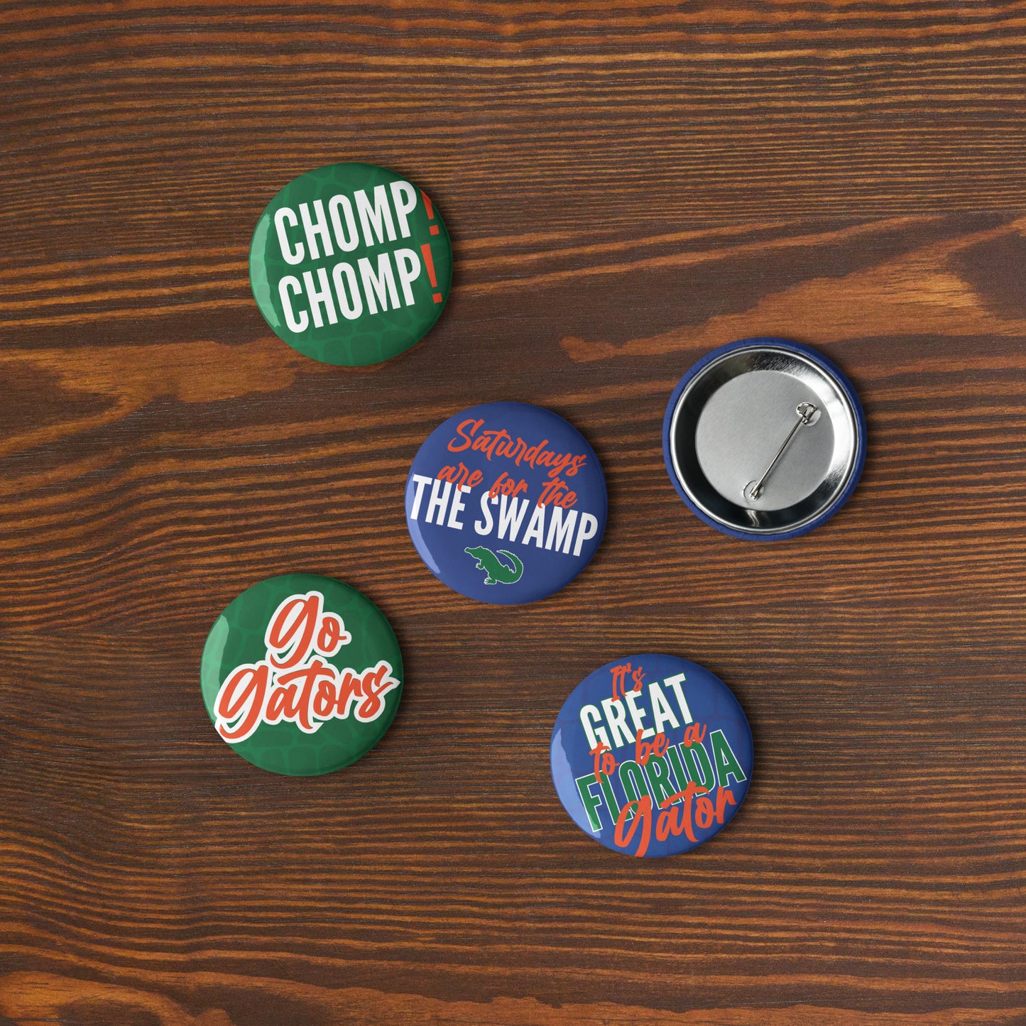 Set of Florida Gators Game Day pin buttons