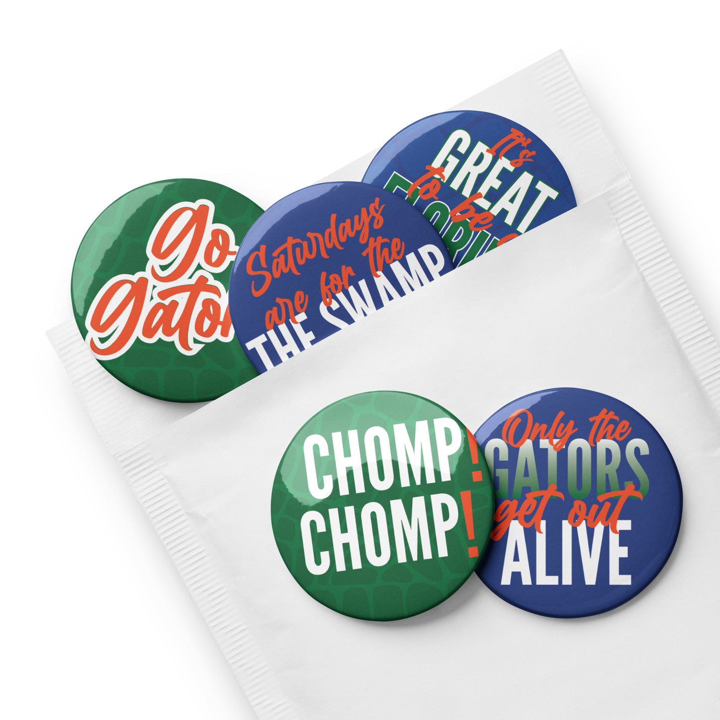 Set of Florida Gators Game Day pin buttons
