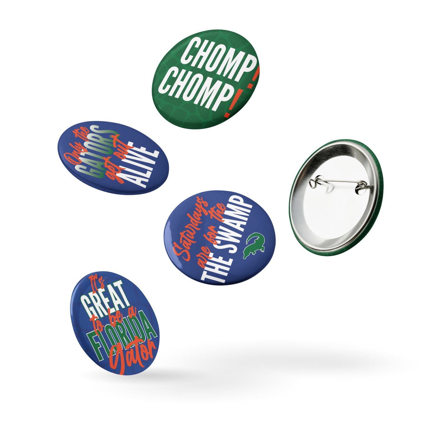Set of Florida Gators Game Day pin buttons