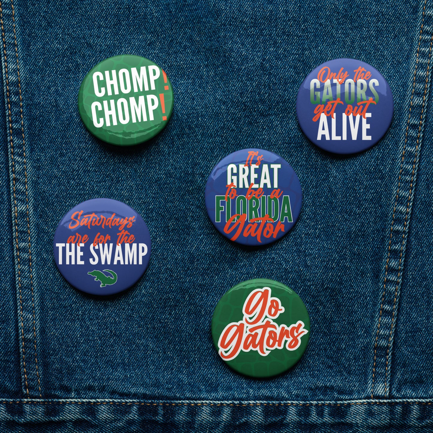 Set of Florida Gators Game Day pin buttons