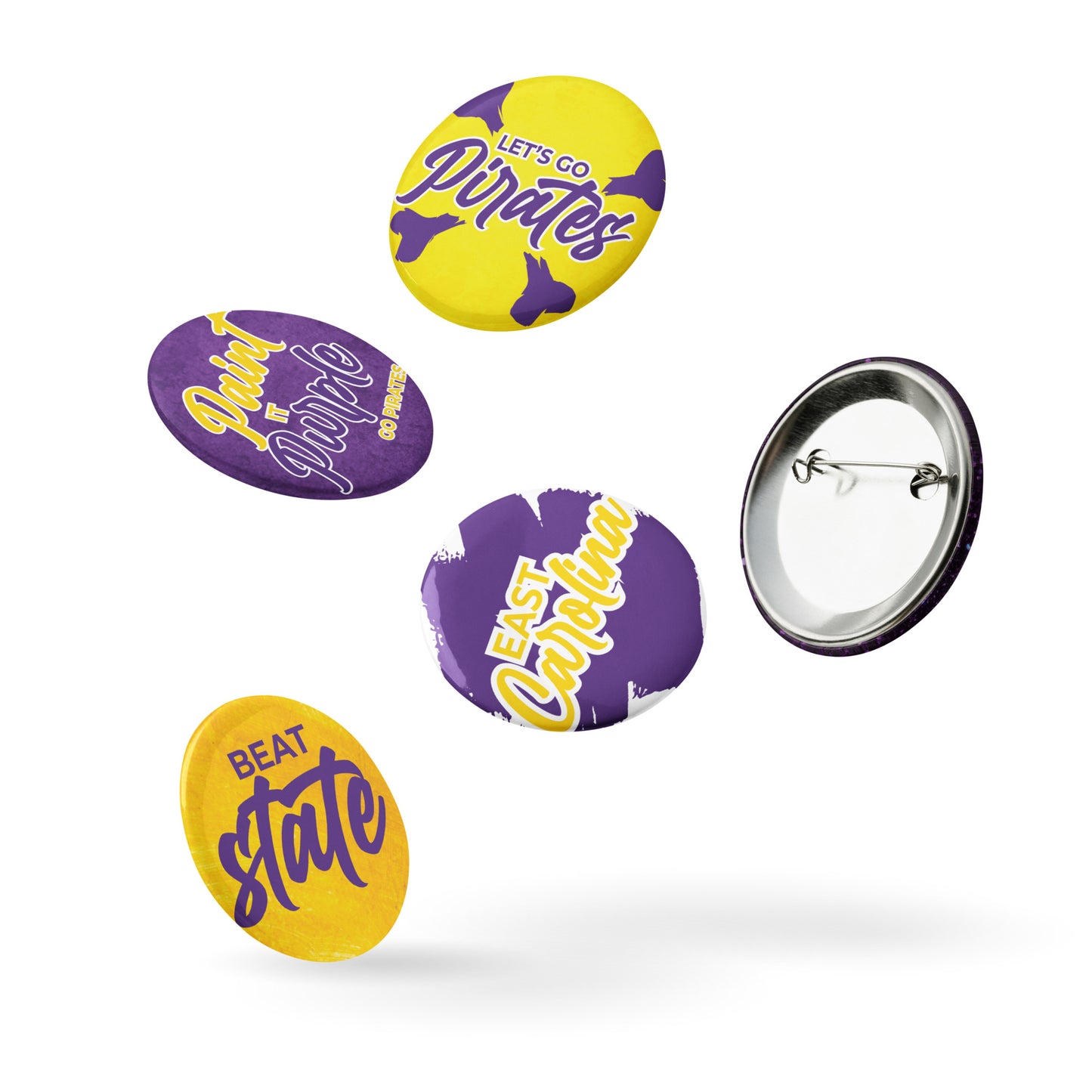 Set of East Carolina game day pin buttons