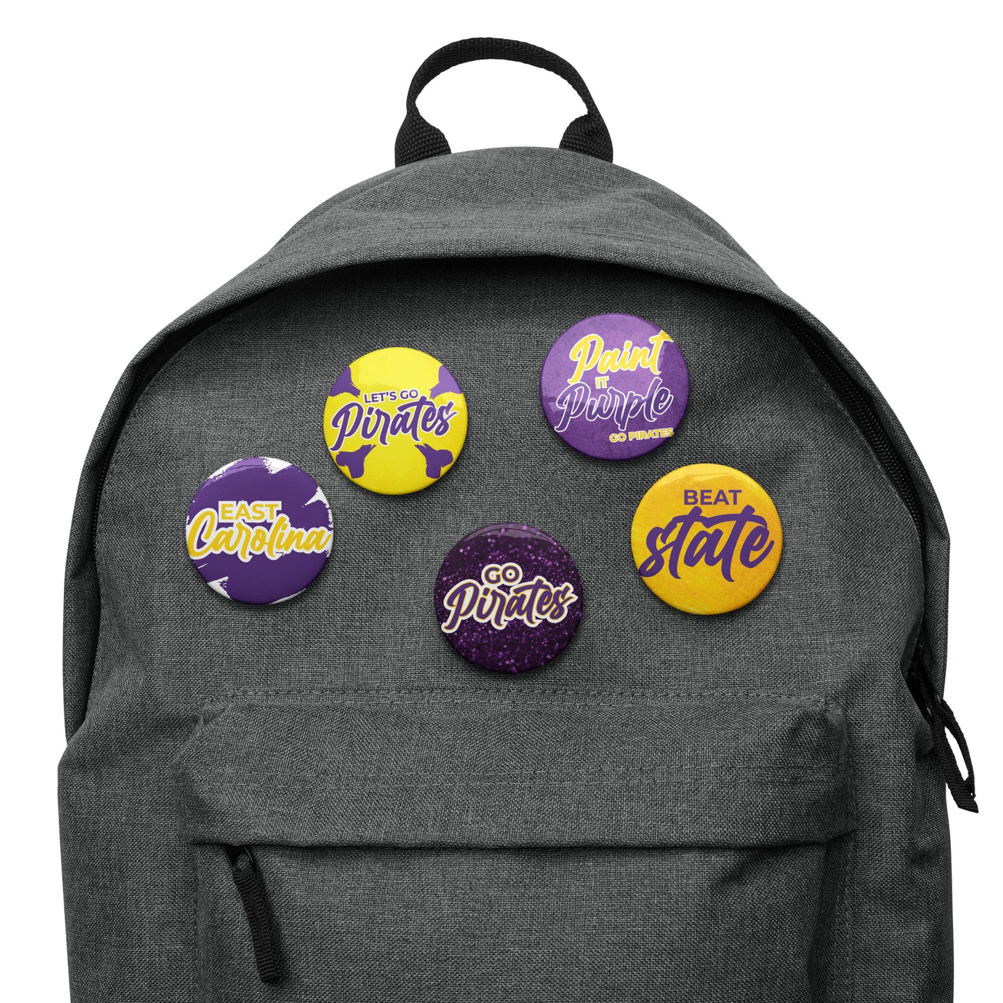 Set of East Carolina game day pin buttons