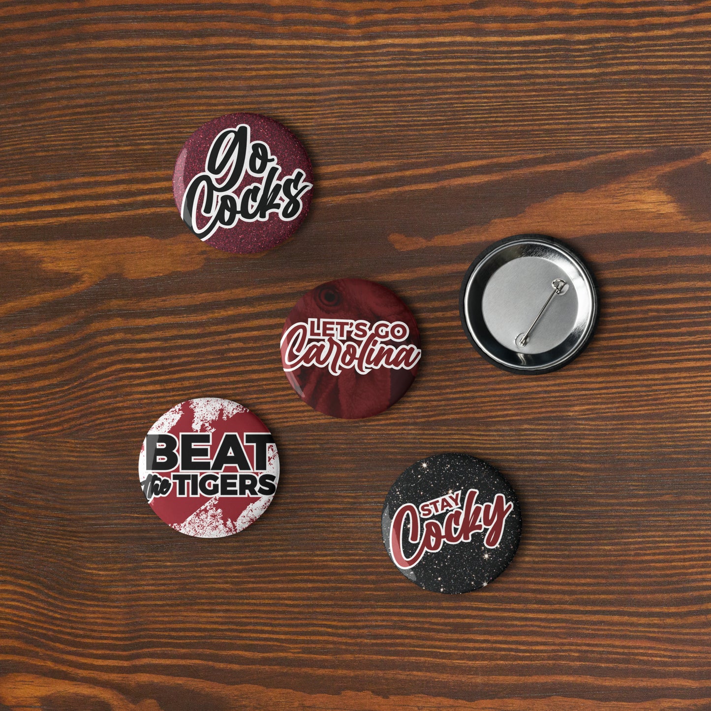 Set of South Carolina game day pin buttons