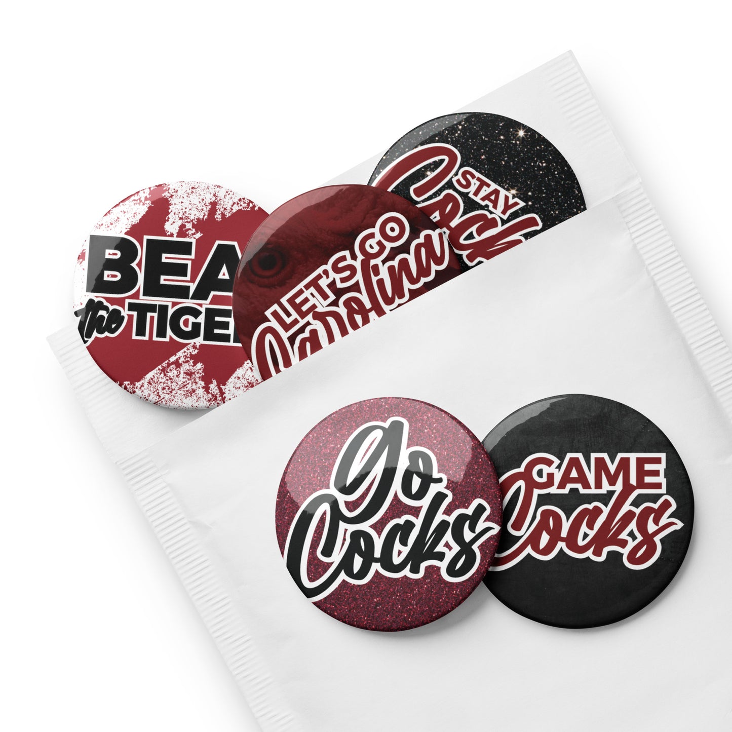 Set of South Carolina game day pin buttons