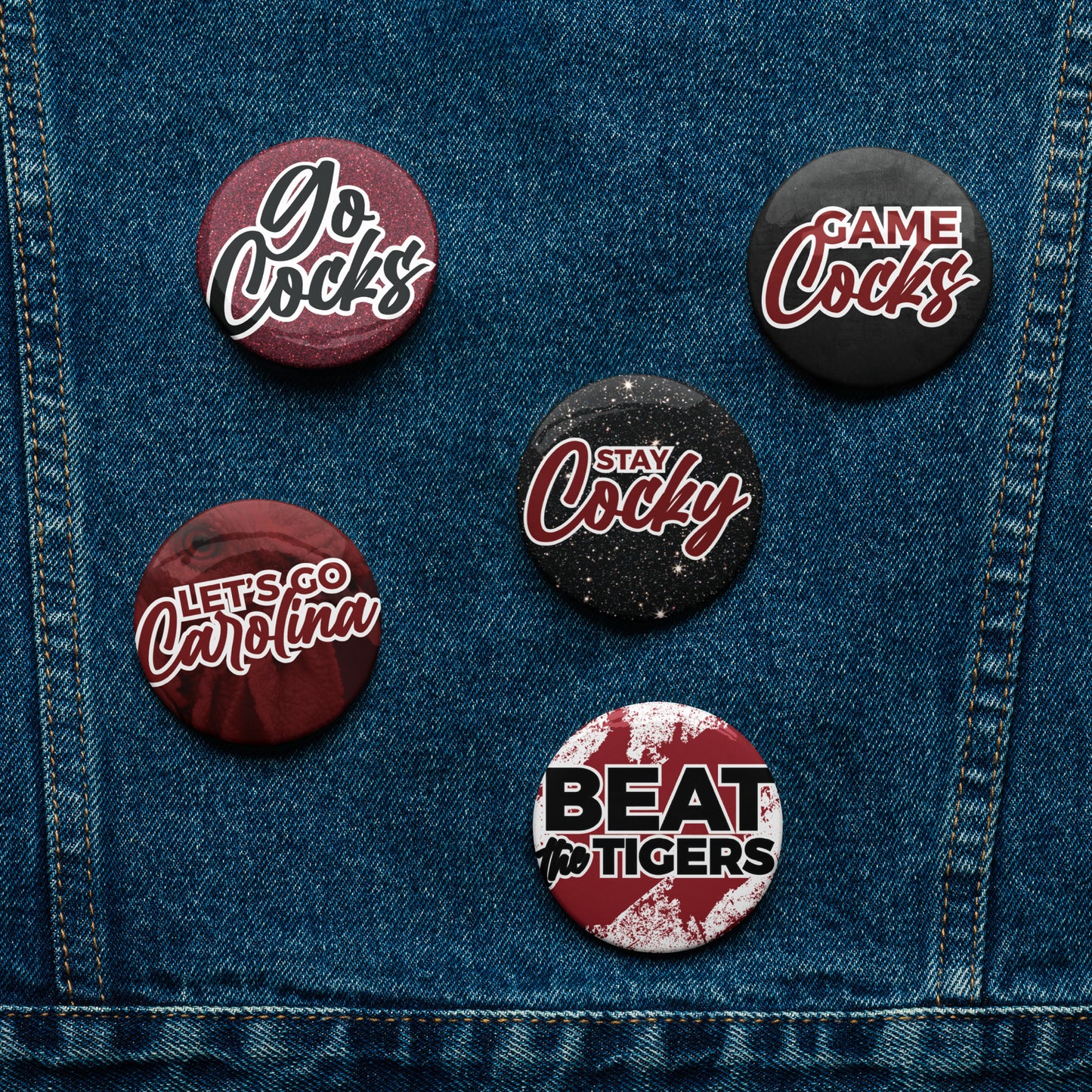 Set of South Carolina game day pin buttons