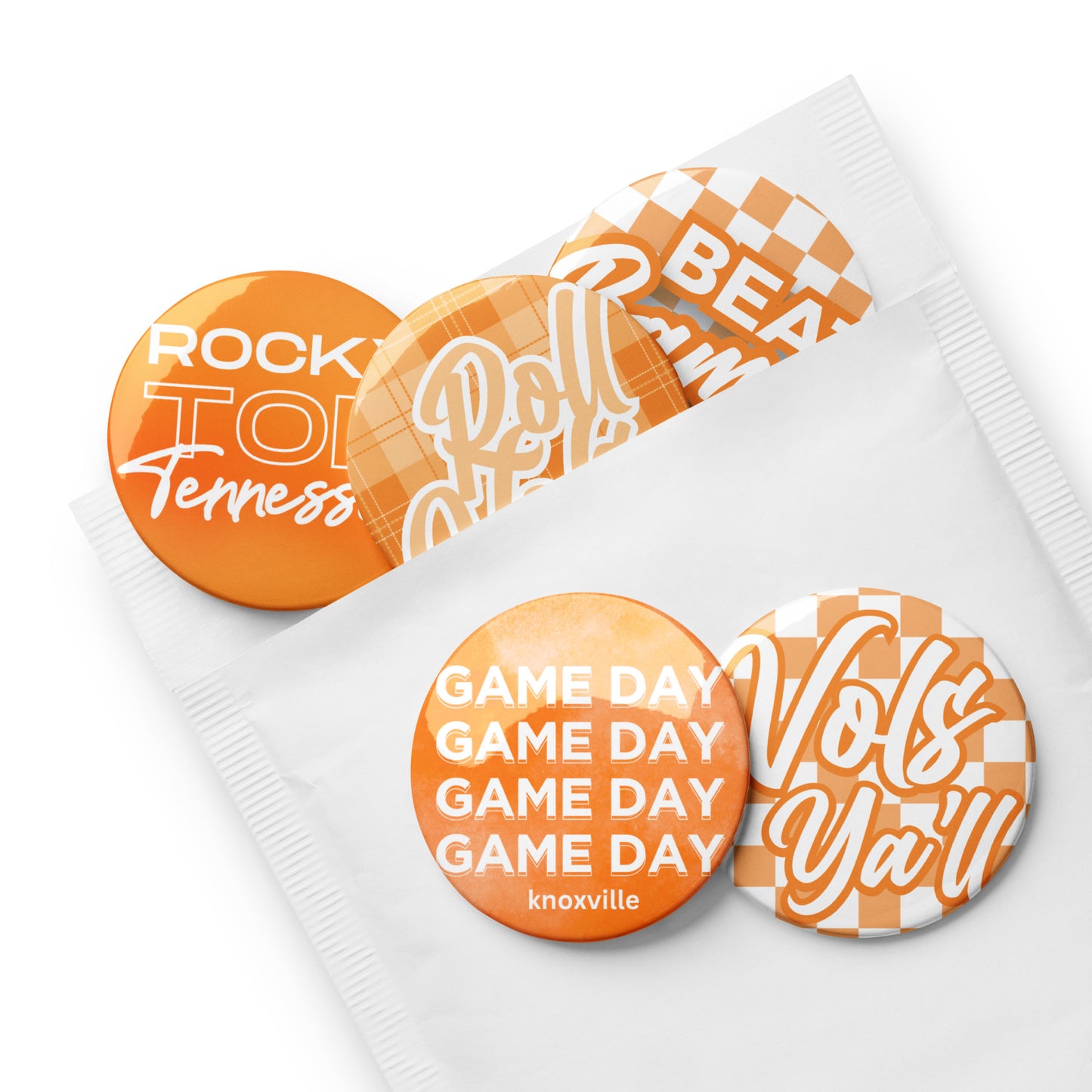 Set of UTK Tennessee Game Day pin buttons