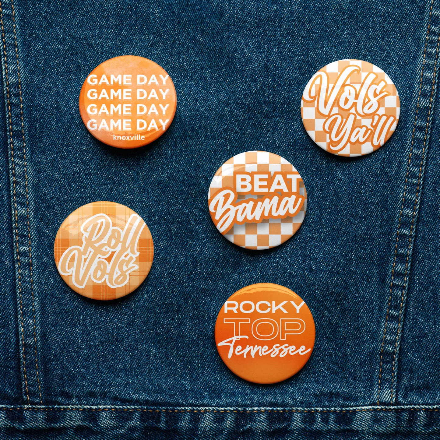 Set of UTK Tennessee Game Day pin buttons