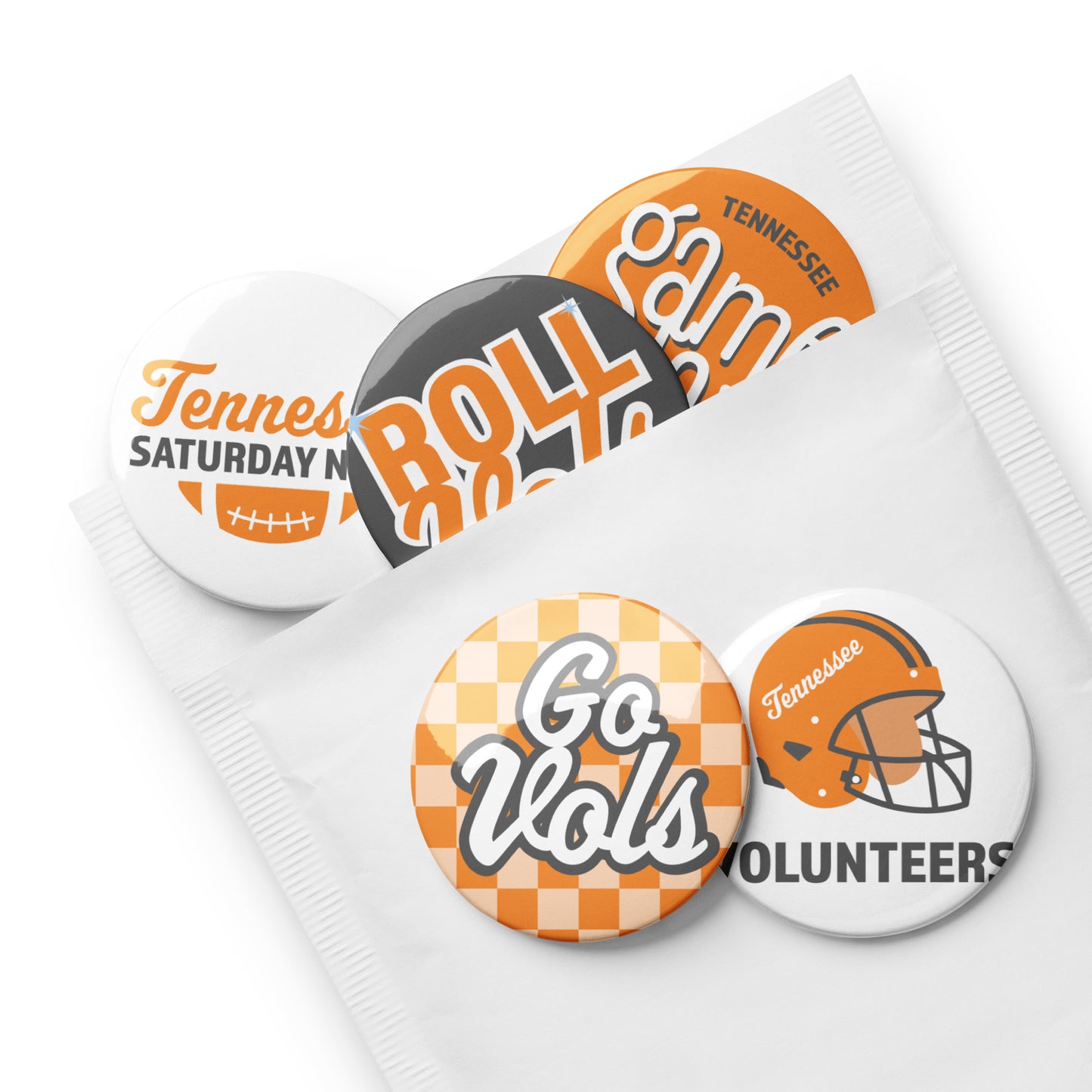 Set of UTK Volunteers Game Day pin buttons