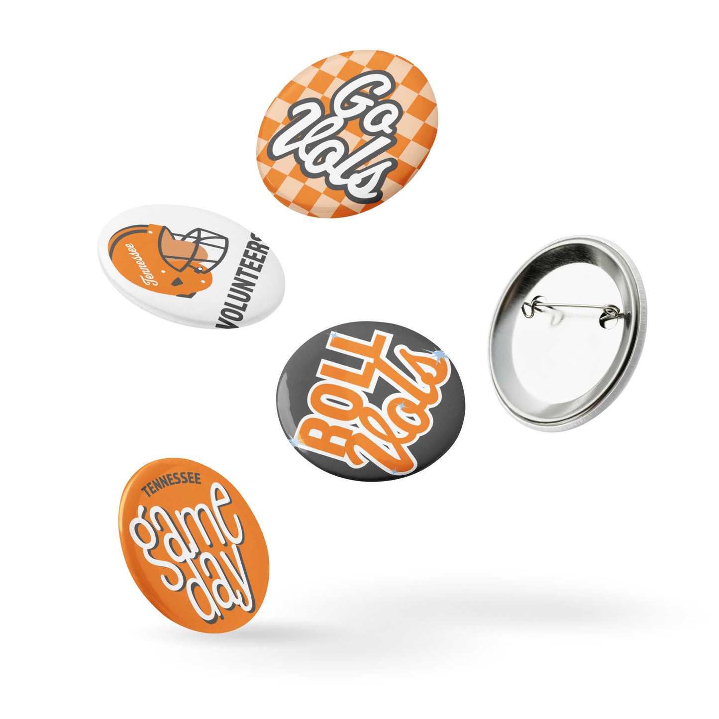 Set of UTK Volunteers Game Day pin buttons