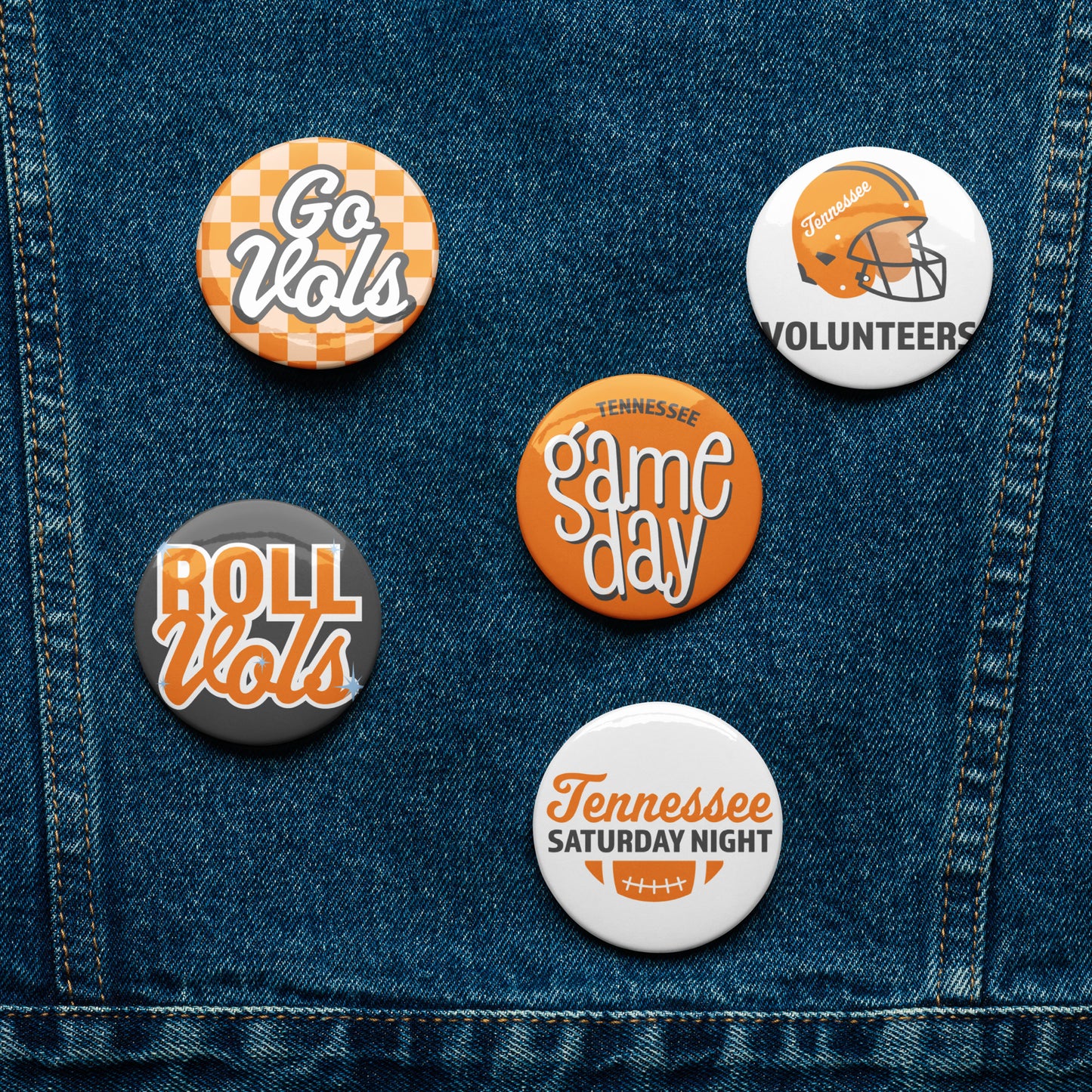 Set of UTK Volunteers Game Day pin buttons