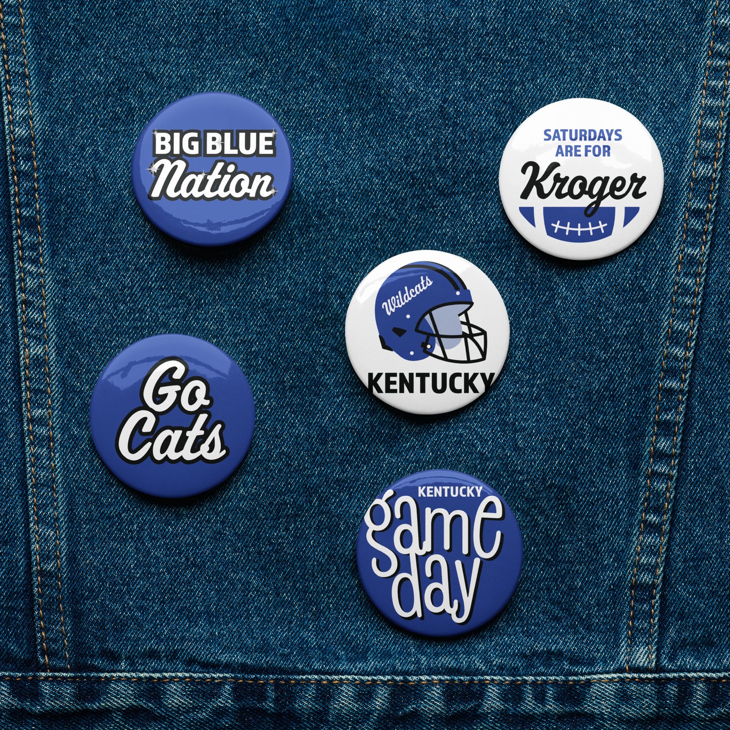 Set of 5 Kentucky pin buttons