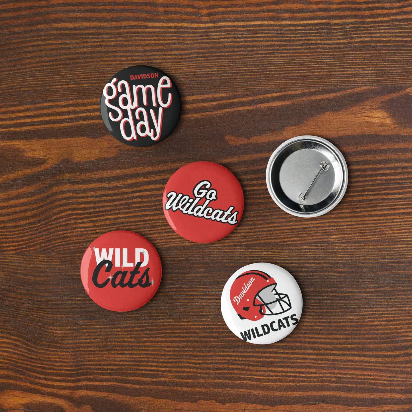 Set of 5 Davidson Game Day pin buttons