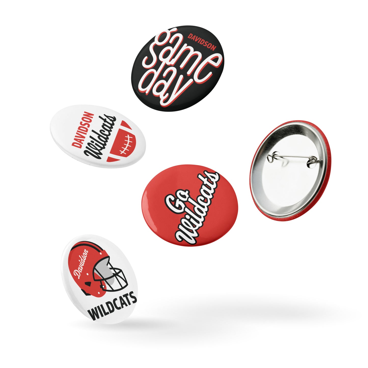 Set of 5 Davidson Game Day pin buttons