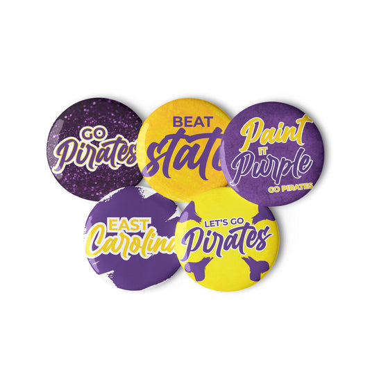 Set of East Carolina game day pin buttons
