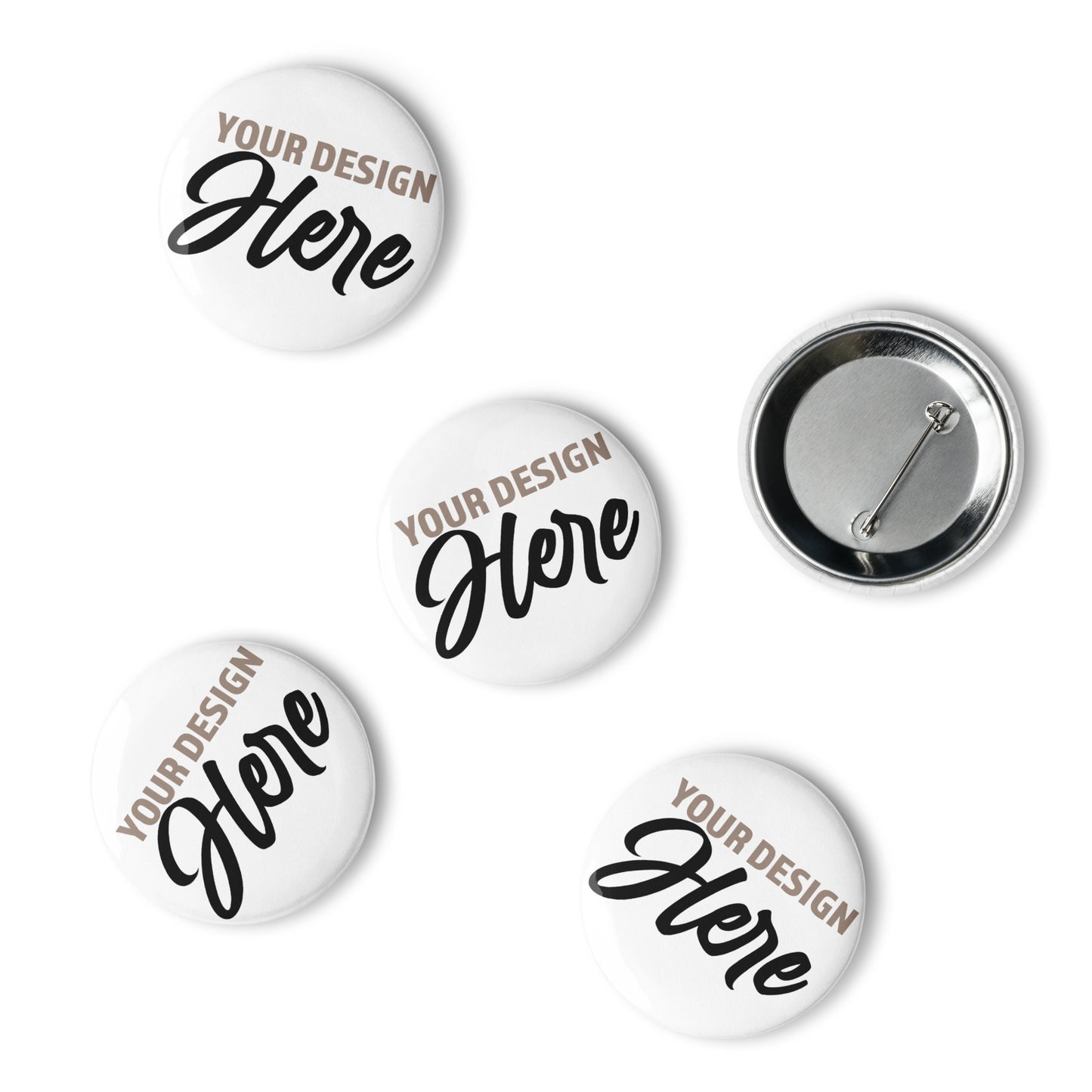 Set of 5 CUSTOM DESIGNED pin buttons