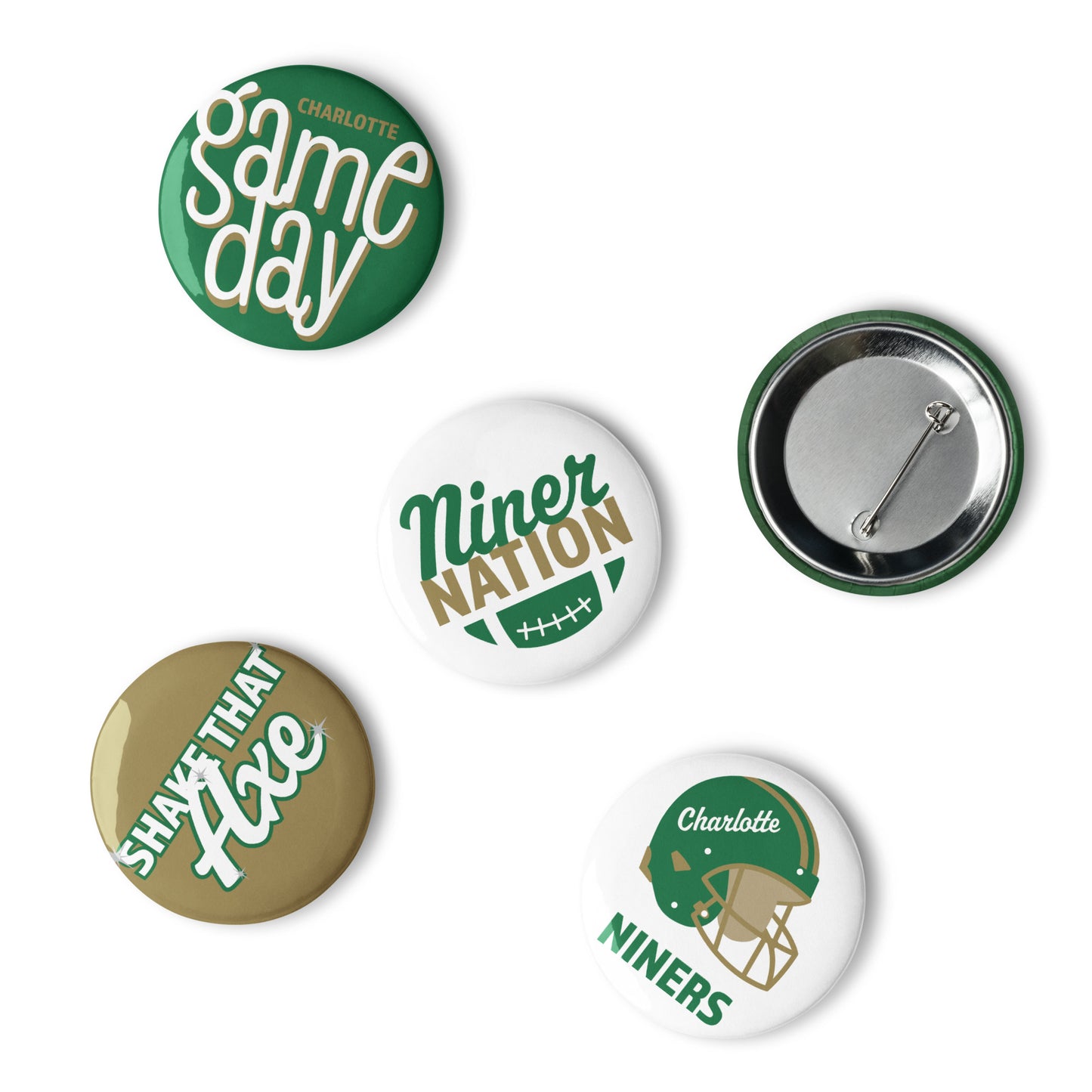 Set of UNC Charlotte pin buttons
