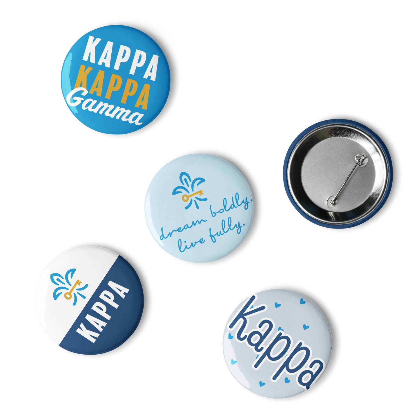 Kappa Kappa Gamma Button Set (5 Pack) | KKG Sorority Pins | Bid Day Gift | Big Little Reveal | Game Day Accessories | Cute Sorority Merch