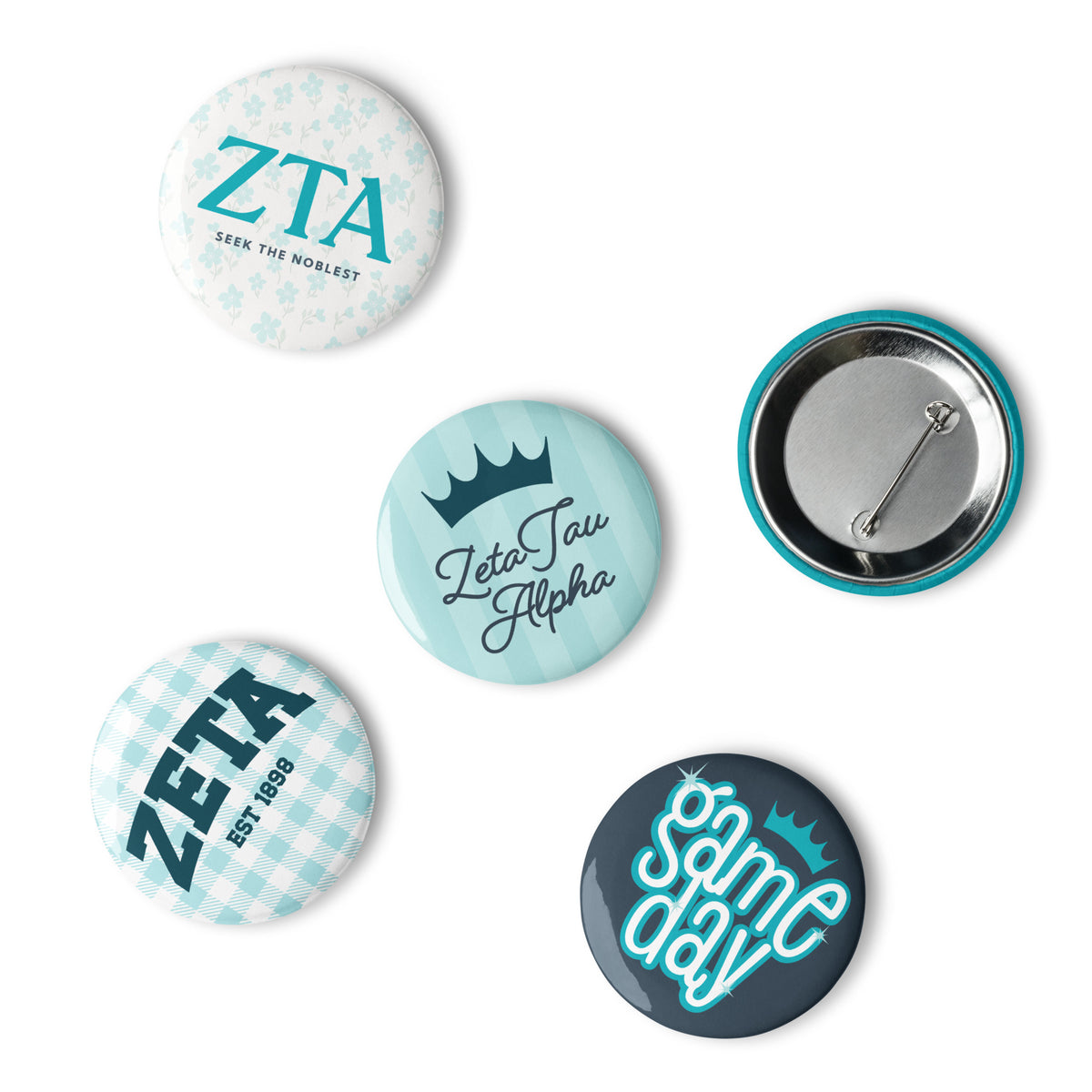 Zeta Tau Alpha Button Set (5 Pack) | ZTA Sorority Pins | Bid Day Gift | Big Little Reveal | Game Day Accessories | Cute Sorority Merch (Copy)