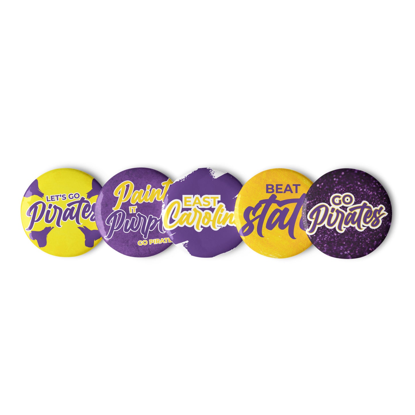 Set of East Carolina game day pin buttons