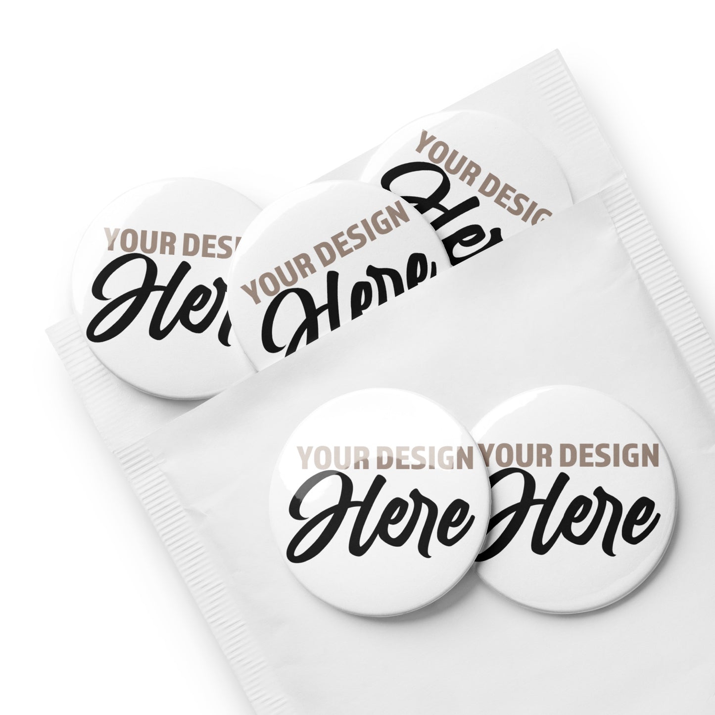 Set of 5 CUSTOM DESIGNED pin buttons