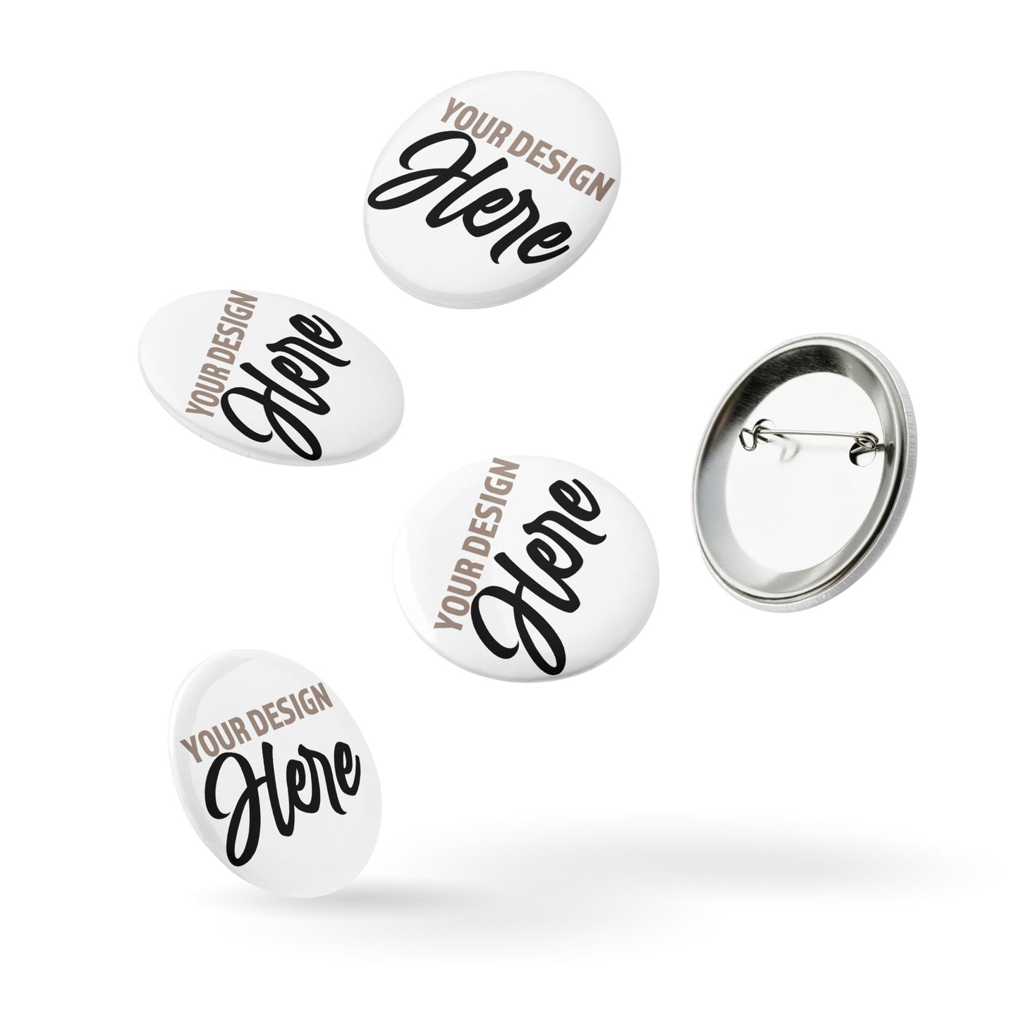 Set of 5 CUSTOM DESIGNED pin buttons