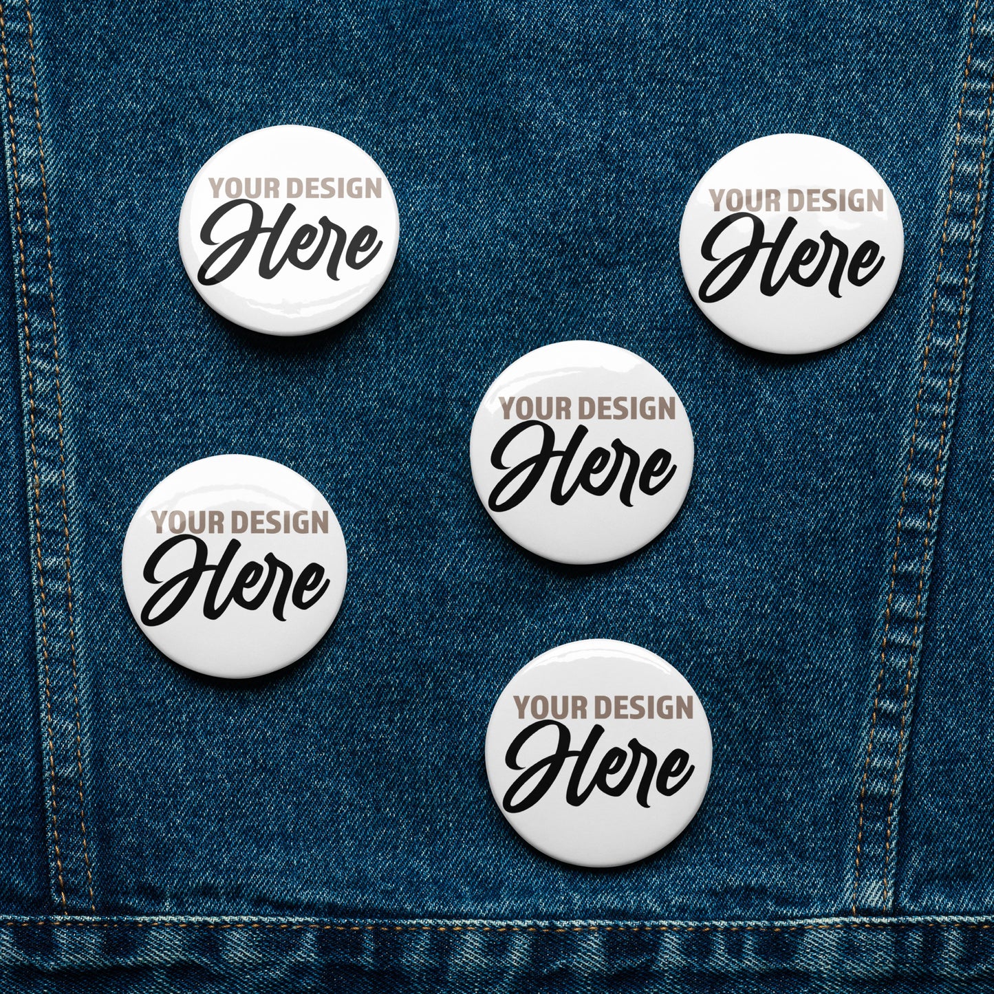 Set of 5 CUSTOM DESIGNED pin buttons