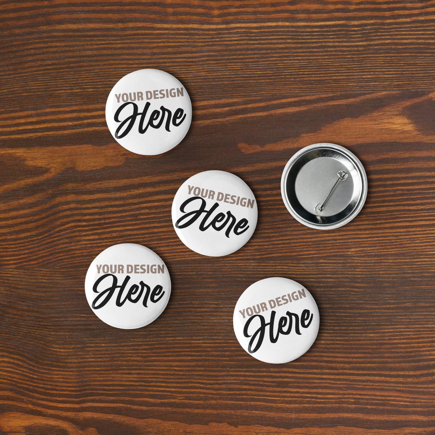 Set of 5 CUSTOM DESIGNED pin buttons