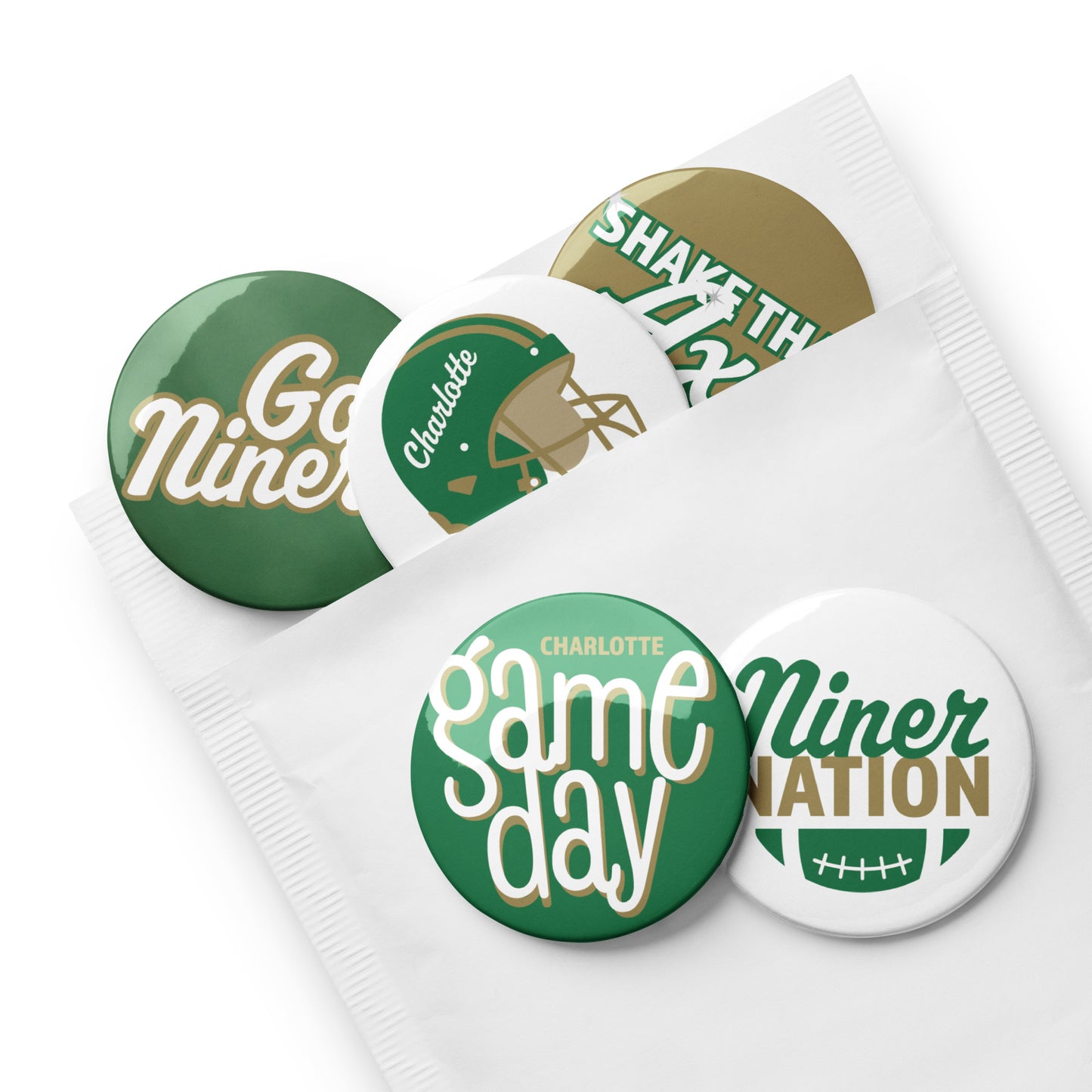 Set of UNC Charlotte pin buttons