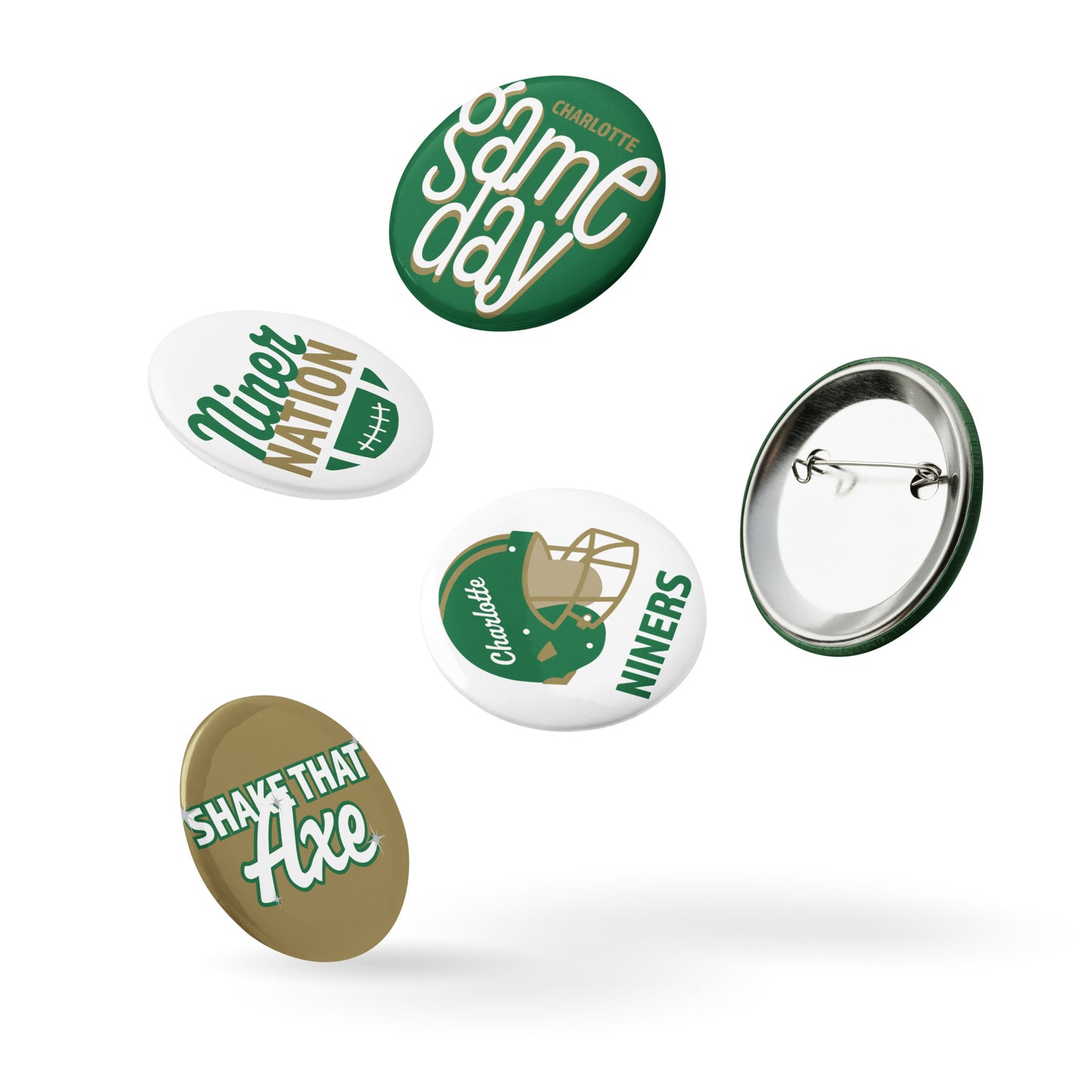 Set of UNC Charlotte pin buttons
