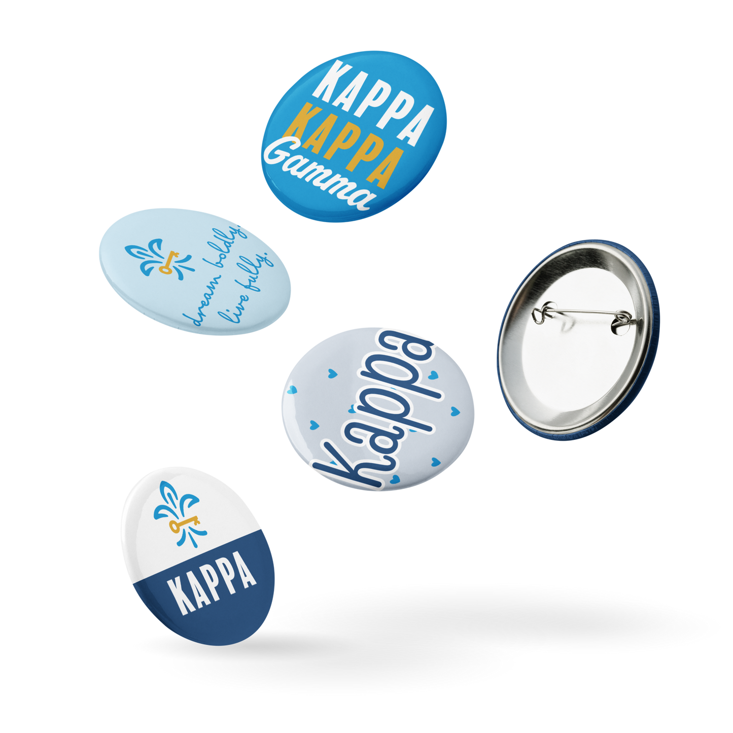 Kappa Kappa Gamma Button Set (5 Pack) | KKG Sorority Pins | Bid Day Gift | Big Little Reveal | Game Day Accessories | Cute Sorority Merch