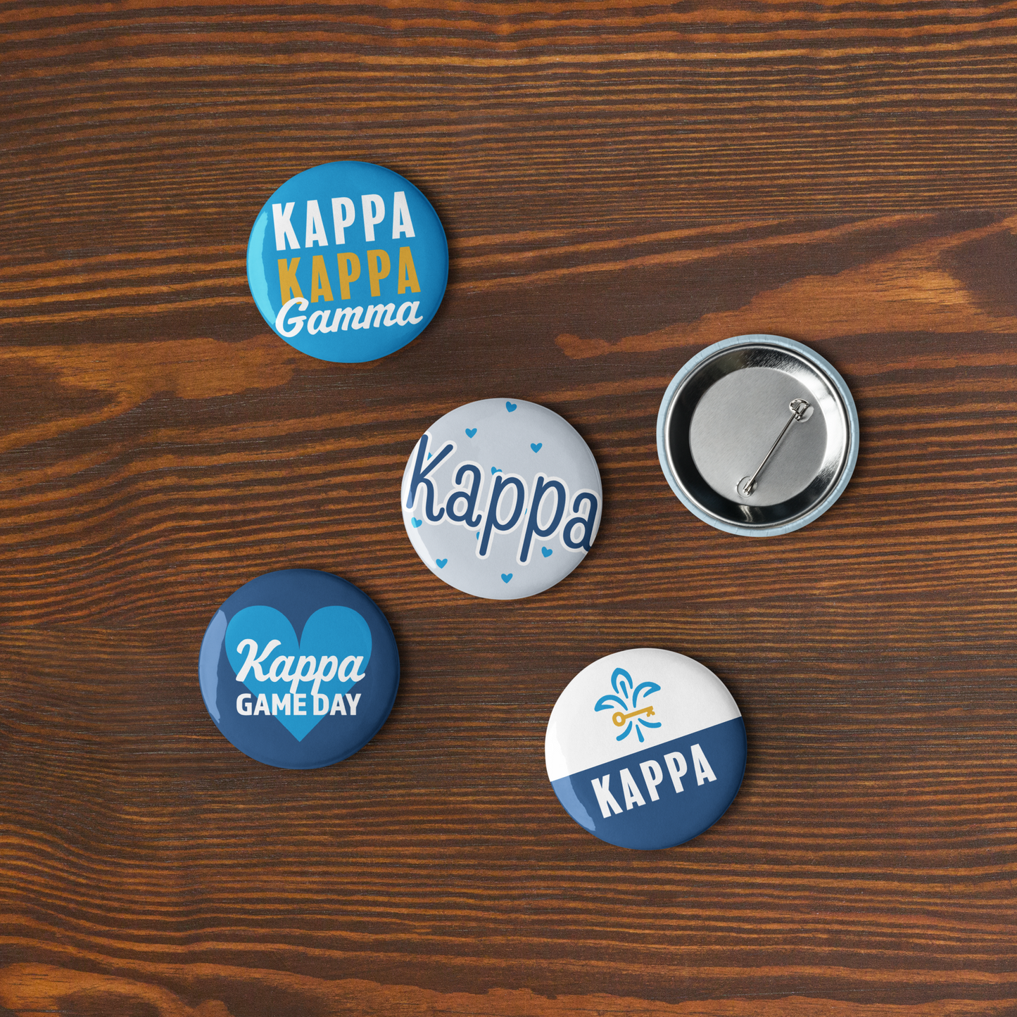 Kappa Kappa Gamma Button Set (5 Pack) | KKG Sorority Pins | Bid Day Gift | Big Little Reveal | Game Day Accessories | Cute Sorority Merch