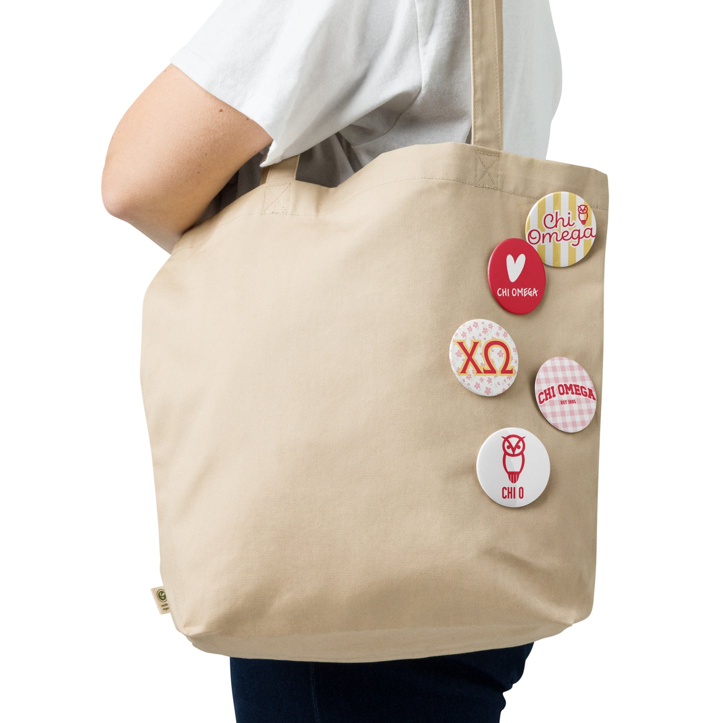 Chi Omega Button Set (5 Pack) | Chi O Sorority Pins | Bid Day Gift | Big Little Reveal | Game Day Accessories | Cute Sorority Merch