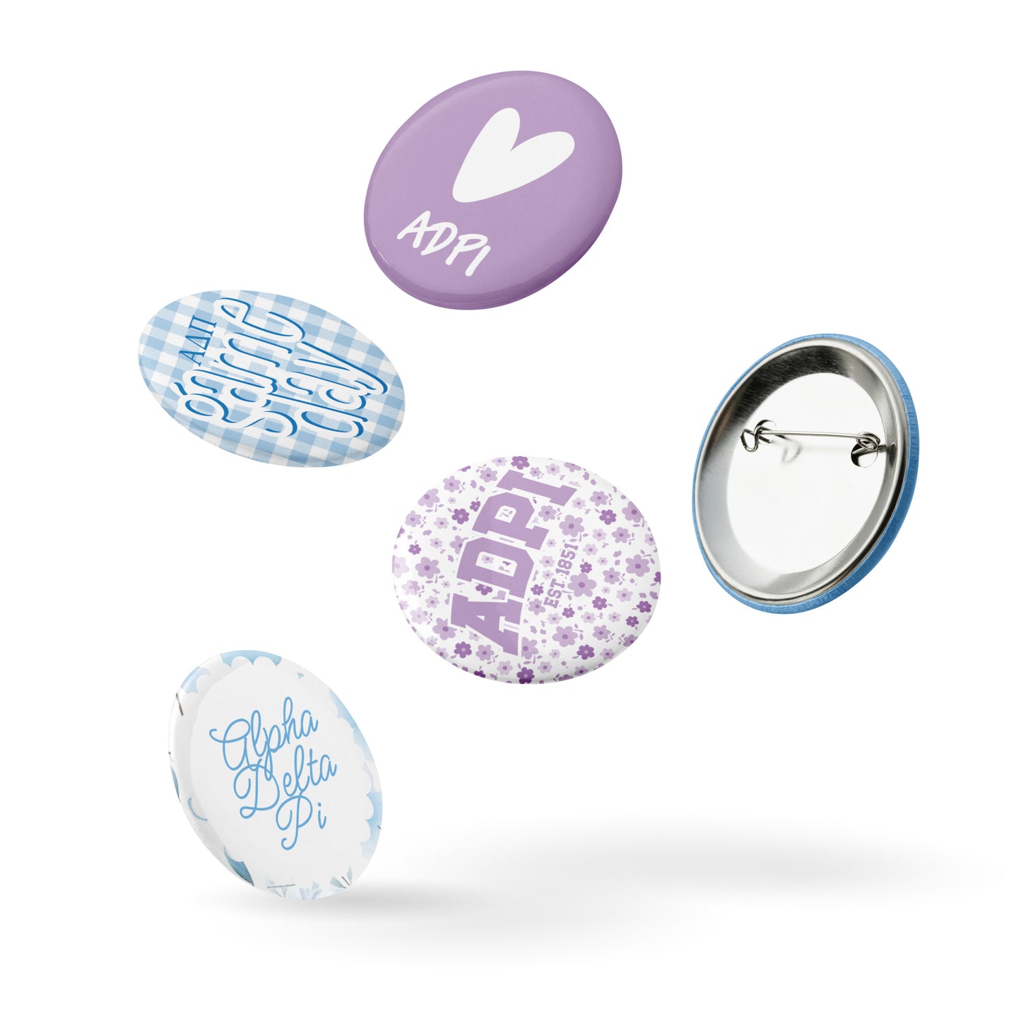 Alpha Delta Pi Button Set (5 Pack) | ADPi Sorority Pins | Bid Day Gift | Big Little Reveal | Game Day Accessories | Cute Sorority Merch