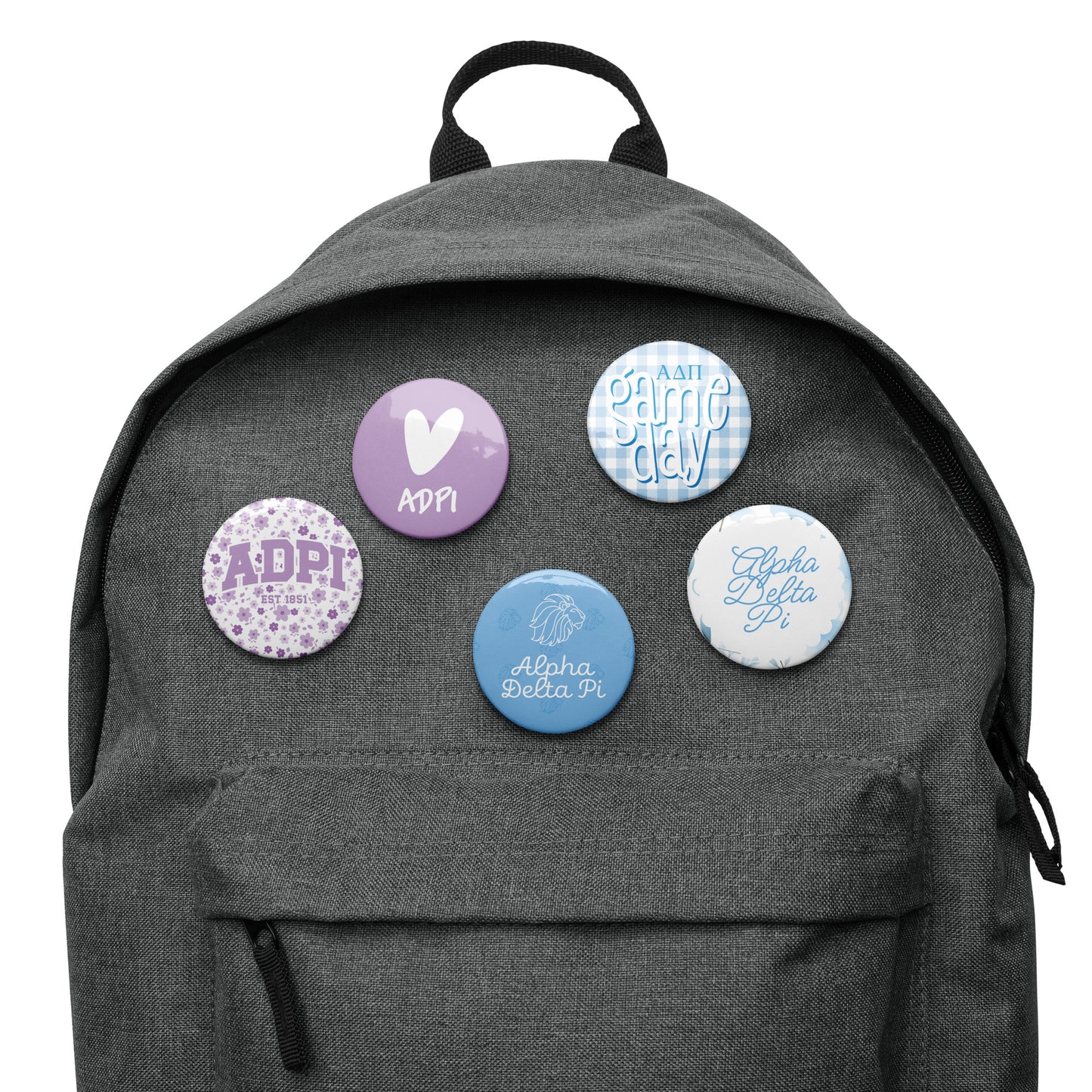 Alpha Delta Pi Button Set (5 Pack) | ADPi Sorority Pins | Bid Day Gift | Big Little Reveal | Game Day Accessories | Cute Sorority Merch