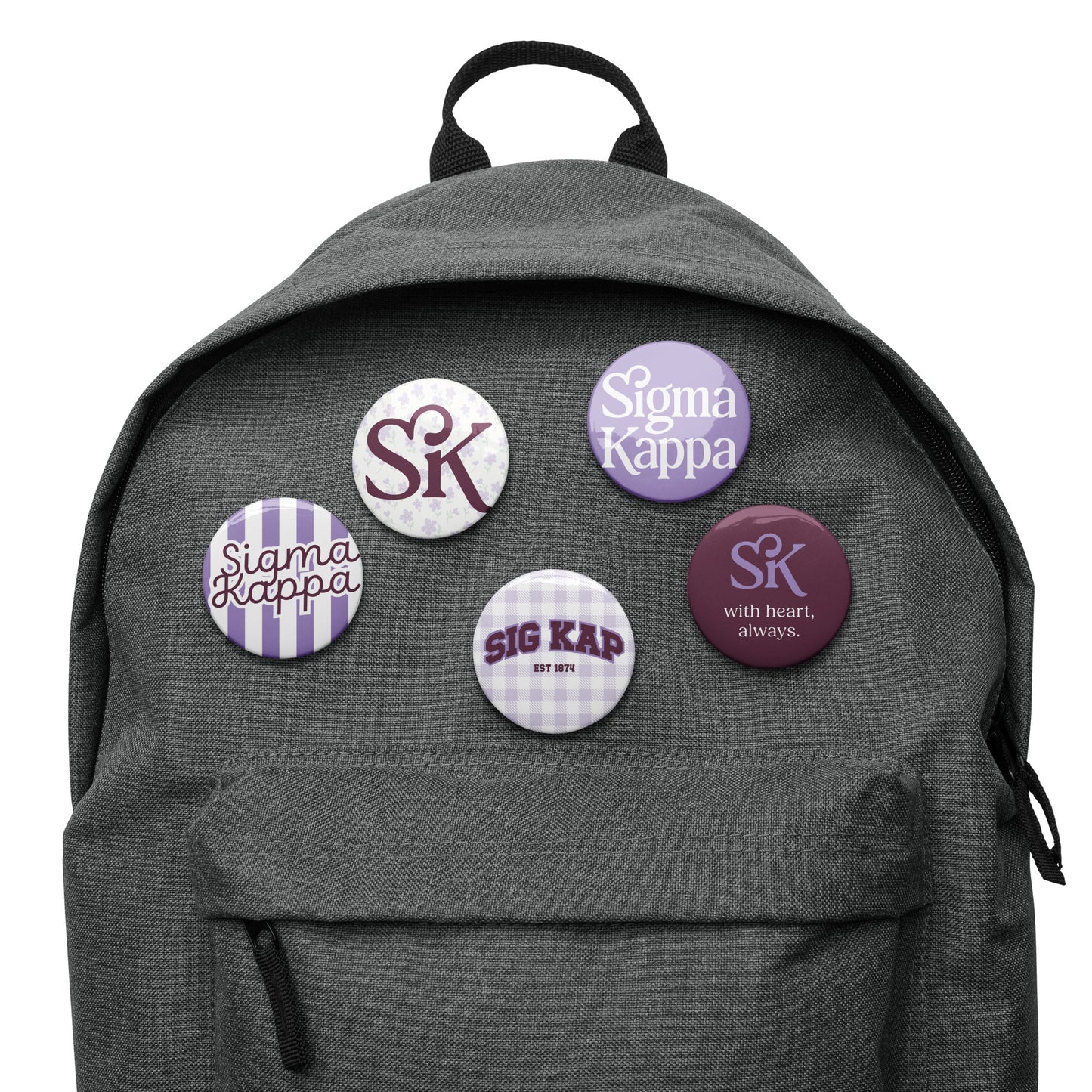 Sigma Kappa Button Set (5 Pack) | SK Sorority Pins | Bid Day Gift | Big Little Reveal | Game Day Accessories | Cute Greek Life Merch
