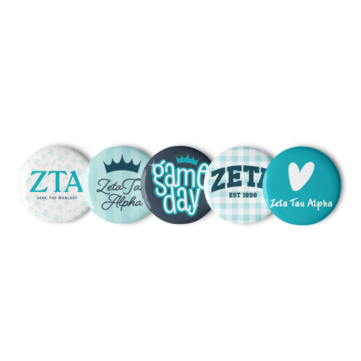 Zeta Tau Alpha Button Set (5 Pack) | ZTA Sorority Pins | Bid Day Gift | Big Little Reveal | Game Day Accessories | Cute Sorority Merch (Copy)
