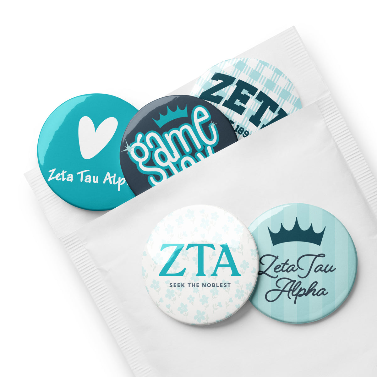 Zeta Tau Alpha Button Set (5 Pack) | ZTA Sorority Pins | Bid Day Gift | Big Little Reveal | Game Day Accessories | Cute Sorority Merch (Copy)