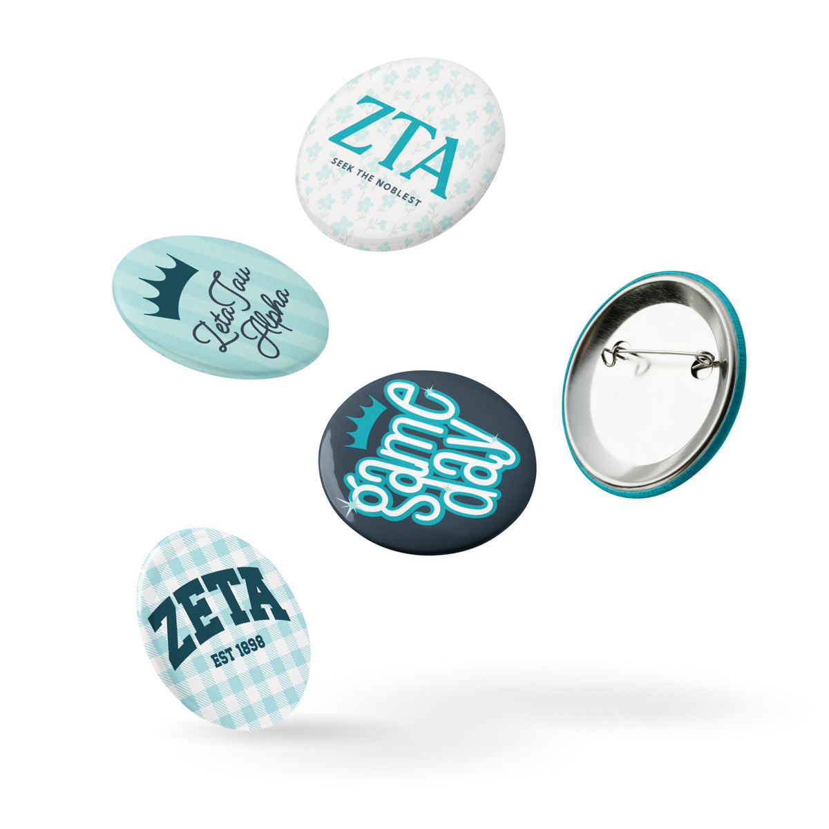 Zeta Tau Alpha Button Set (5 Pack) | ZTA Sorority Pins | Bid Day Gift | Big Little Reveal | Game Day Accessories | Cute Sorority Merch (Copy)
