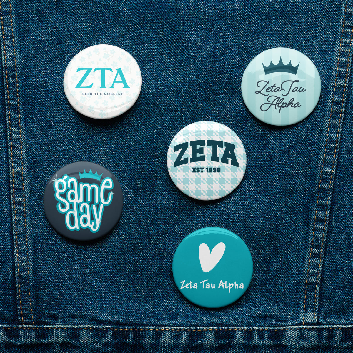Zeta Tau Alpha Button Set (5 Pack) | ZTA Sorority Pins | Bid Day Gift | Big Little Reveal | Game Day Accessories | Cute Sorority Merch (Copy)